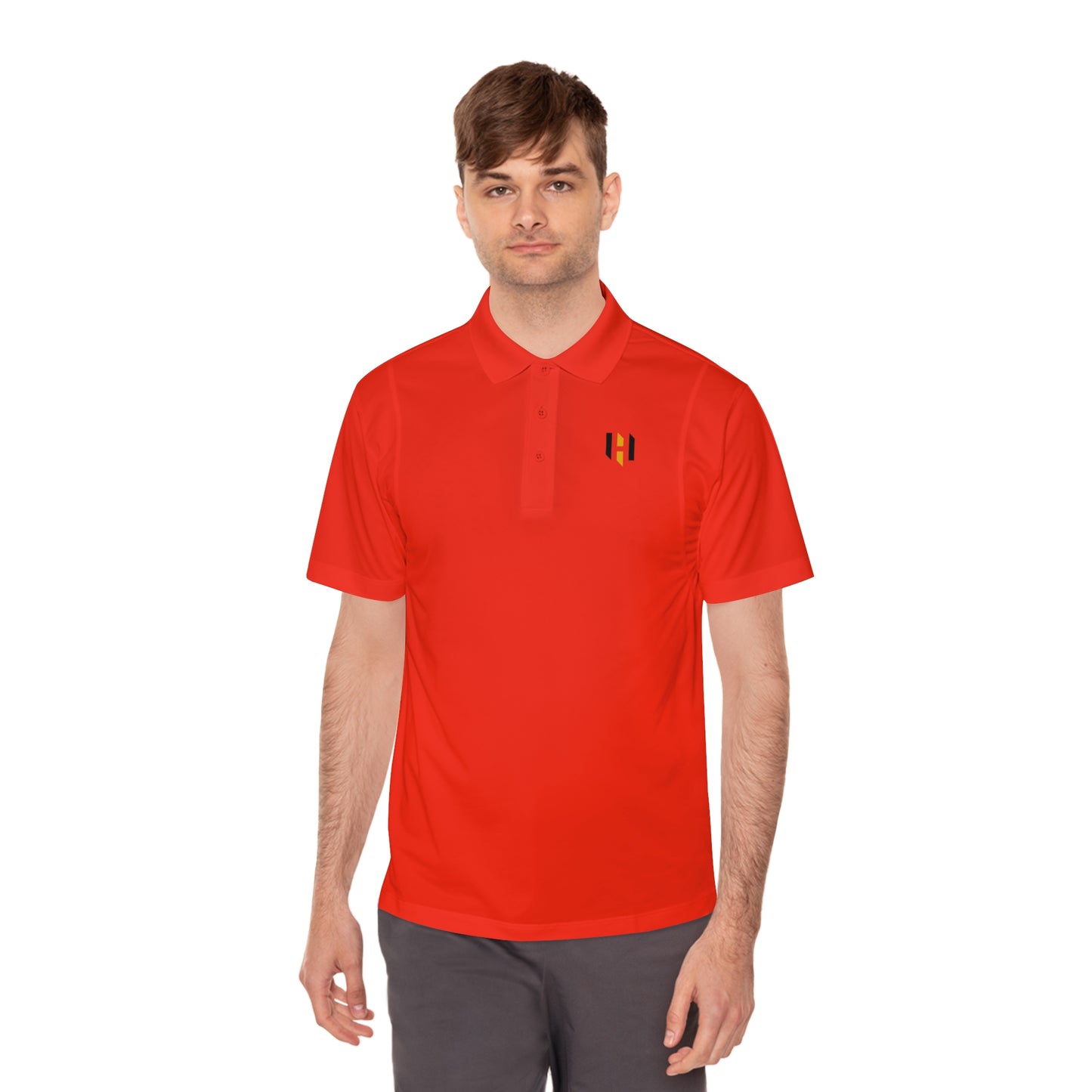 Men's Sport Polo Shirt — Minimal Gold Pin Chest Polo
