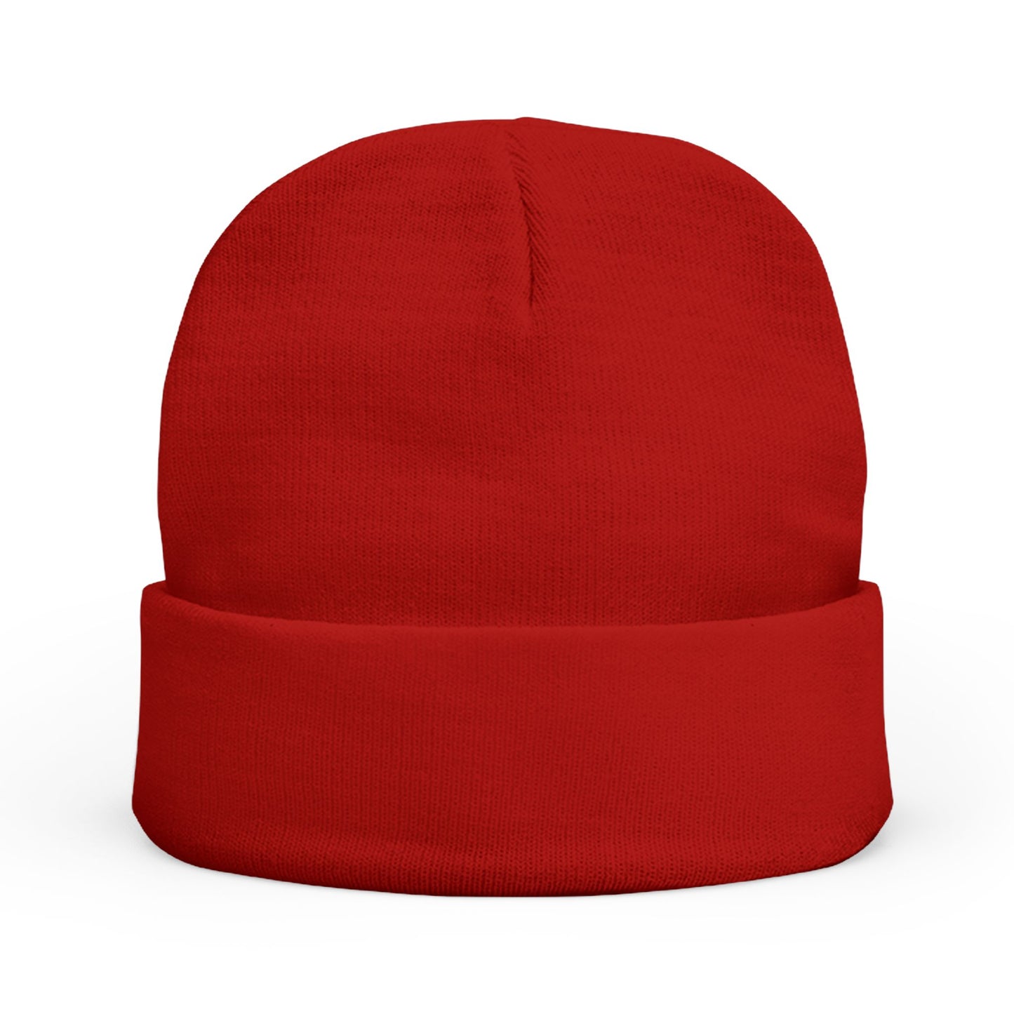Embroidered Knit Beanie - Red Winter Hat with Stylish Logo