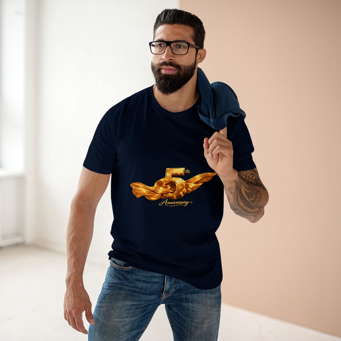 5th Anniversary Gold Wing Tee — Celebratory Anniversary T-Shirt