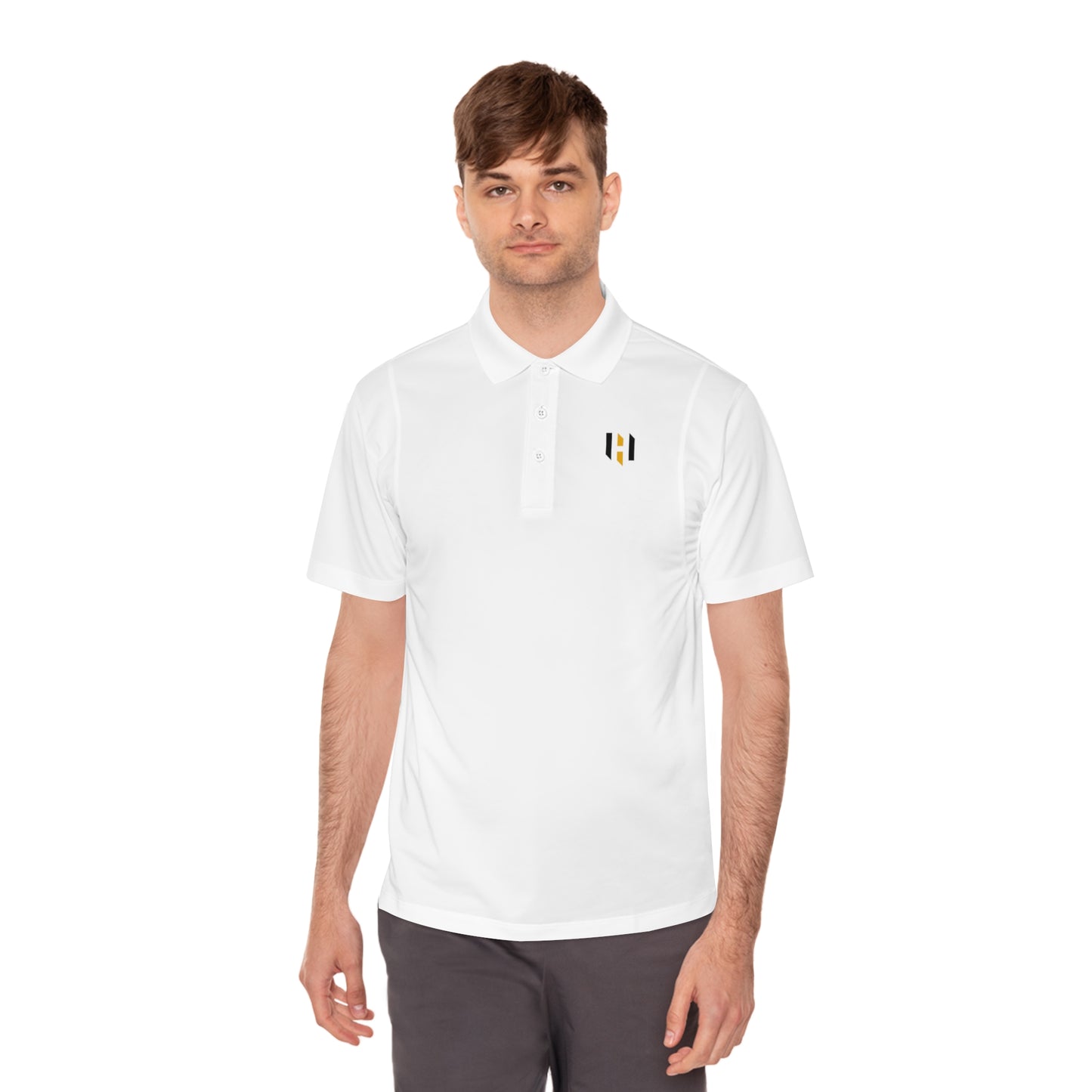 Men's Sport Polo Shirt — Minimal Gold Pin Chest Polo