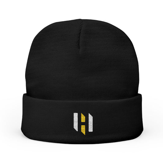 Embroidered Knit Beanie - Red Winter Hat with Stylish Logo